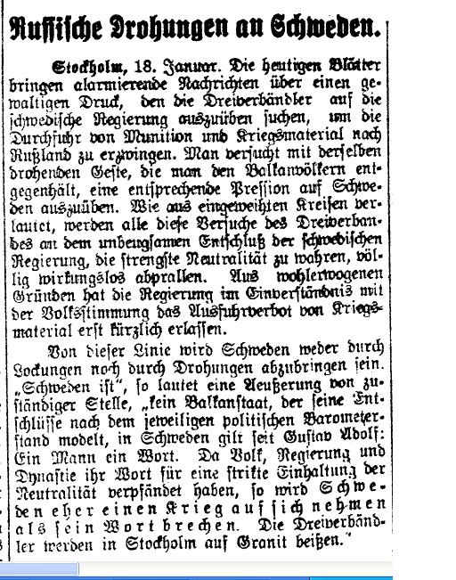 Zeitungsnotiz: 19.1.1915