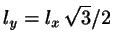 $l_{y}=l_{x}  \sqrt{3}/2$
