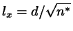 $l_{x}=d/\sqrt{n^{*}}$