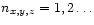 $n_{x,y,z} = 1, 2 \dots$