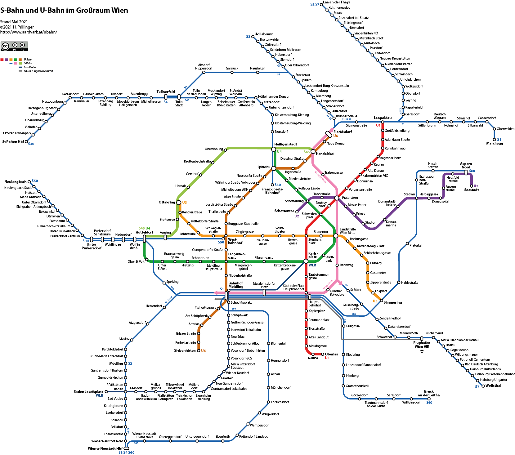 Netzplan S-Bahn und U-Bahn Großraum Wien