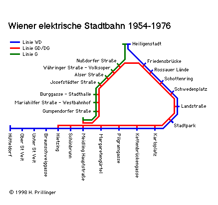 Netzplan Stadtbahn 1954-1976 (C) H.P. 1998