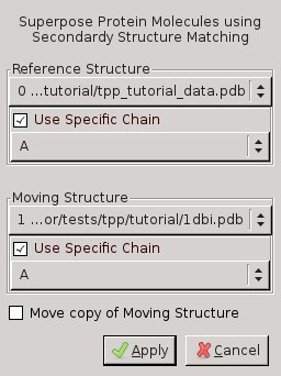 Screenshot of Coot's SSM Superposition
    Menu, chain A of 1DBI onto chain A of 3EE6
